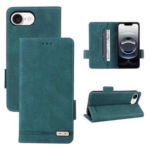 Funda de Cuero para iPhone 16E con Cierre Magnético (Verde)