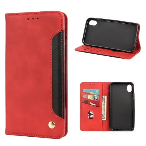 Funda de Cuero para iPhone Xr Siente la Piel Elevando Caja (Rojo)