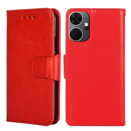 Funda de Cuero para Itel P55 + 4G con Textura de Cristal (Rojo)