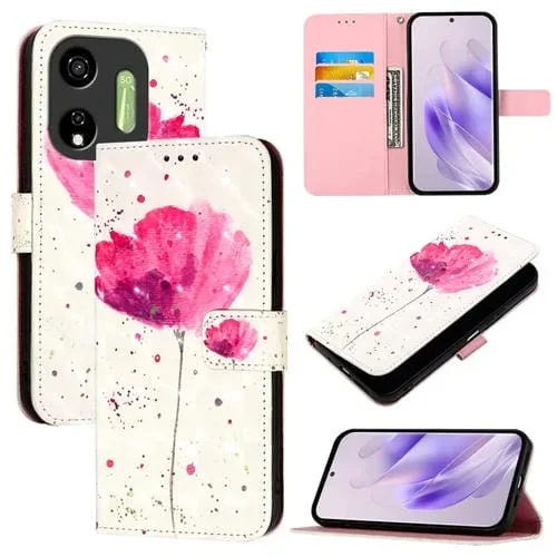 Funda de Cuero para Itel P55 5G con Tapa Horizontal y Pintura 3D (Flor)