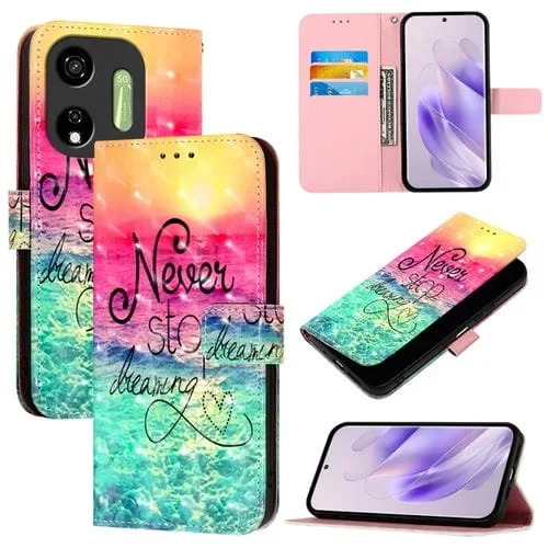 Funda de Cuero para Itel P55 5G con Tapa Horizontal y Pintura 3D (Persiguiendo Sueños)