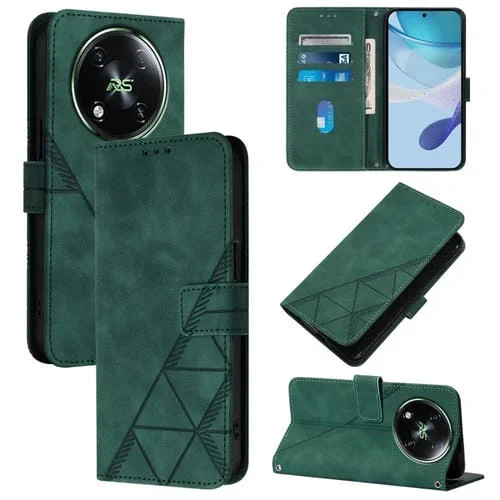 Funda de Cuero para Itel Rs4 Crossbody con Tapa en Relieve 3D (Verde)