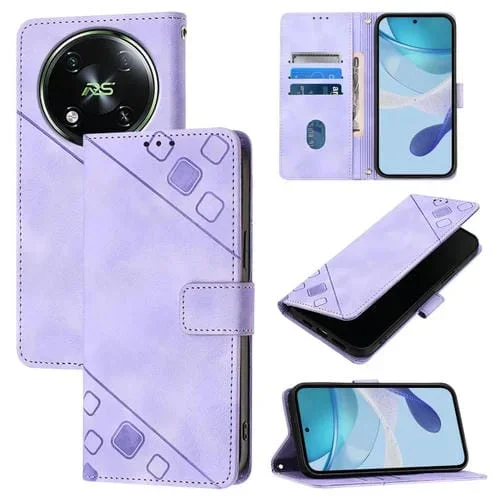 Funda de Cuero para Itel Rs4 Skin Feel Teléfono en Relieve (Púrpura Claro)