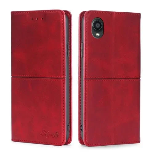 Funda de Cuero para Kyocera Digno Bx2 Sx2 A101Kc con Tapa Horizontal Magnética (Rojo)