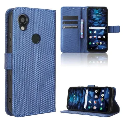 Funda de Cuero para Kyocera Digno Sx3 Kyg02 con Textura de Diamante (Azul)