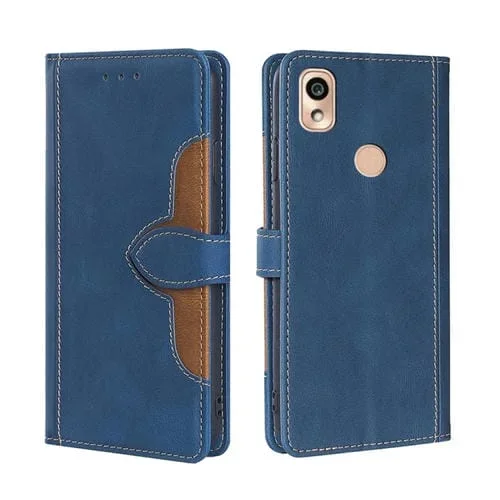 Funda de Cuero para Kyocera Ky-51B con Hebilla Magnética y Diseño Sombrero de Paja (Azul)
