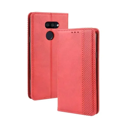 Funda de Cuero para LG K40S con Hebilla Magnética, Tapa Horizontal, Soporte, Ranuras para Tarjetas y Marco de Fotos (Rojo)