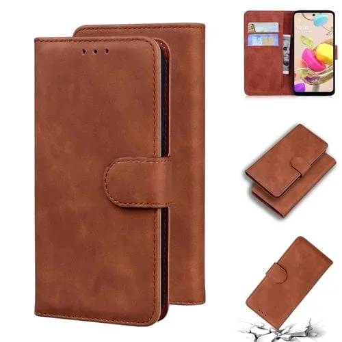 Funda de Cuero para LG K42 Caja de Teléfono Piel Siente (Marrón)