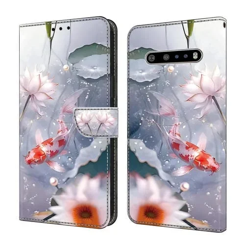 Funda de Cuero para LG V60 Thinq 5G con Cristales Pintada (Koi)