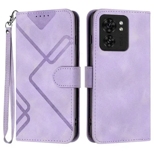 Funda de Cuero para Motorola Edge 40 con Patrón Lineal y Textura Skin Feel (Púrpura Claro)