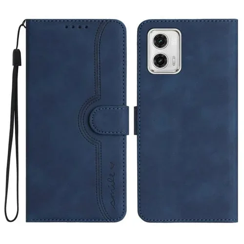 Funda de Cuero para Motorola Moto G 5G 2023 con Patrón de Corazón (Azul Real)