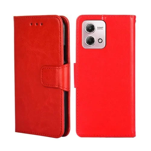 Funda de Cuero para Motorola Moto G Stylus 2023 4G con Textura de Cristal (Rojo)