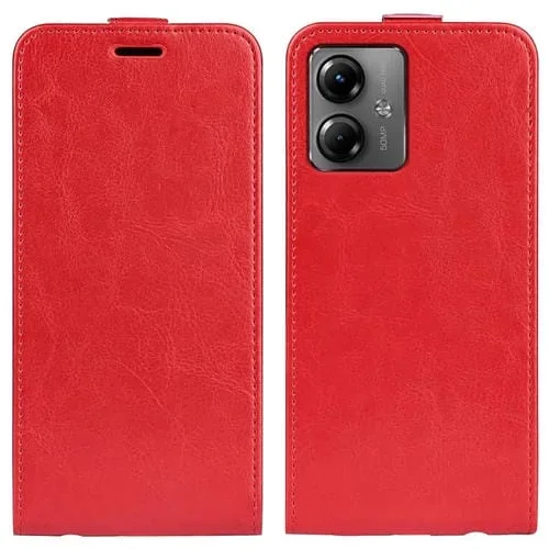 Funda de Cuero para Motorola Moto G14 R64 con Tapa Vertical Texturizada (Rojo)