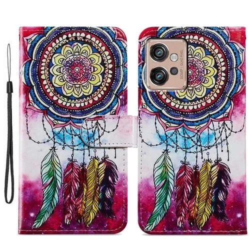 Funda de Cuero para Motorola Moto G32 con Tapa Horizontal y Patrón Pintado (Atrapasueños)