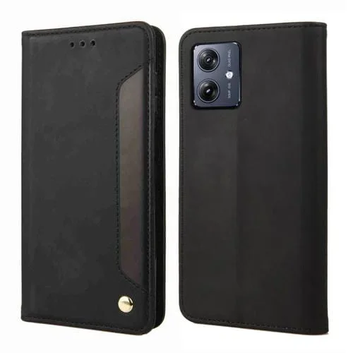 Funda de Cuero para Motorola Moto G54 Skin Feel Splicing para Teléfono (Negro)