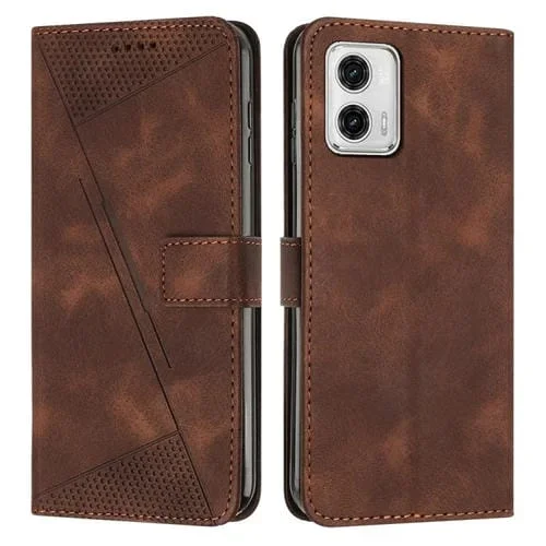Funda de Cuero para Motorola Moto G73 Dream Triangle con Cordón (Marrón)