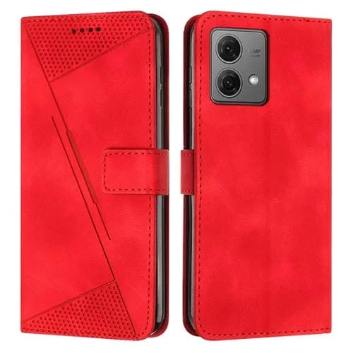 Funda de Cuero para Motorola Moto G84 Dream Triangle con Cordón (Rojo)