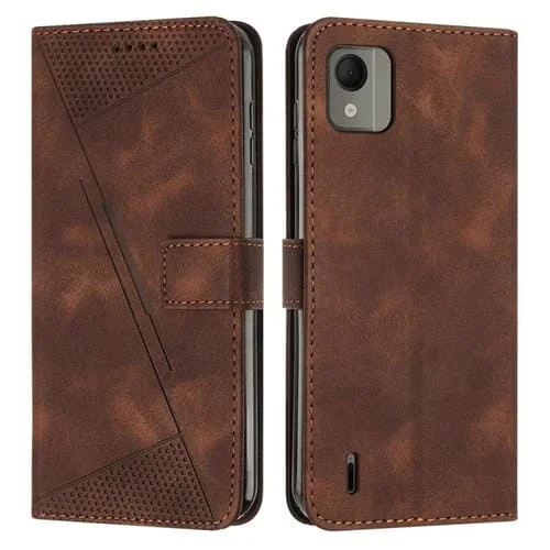 Funda de Cuero para Nokia C110 Dream Triangle con Cordón (Marrón)