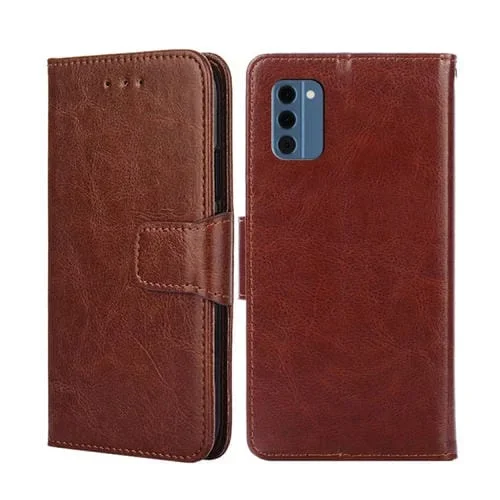 Funda de Cuero para Nokia C300 4G Versión EE.UU con Textura de Cristal (Marrón)