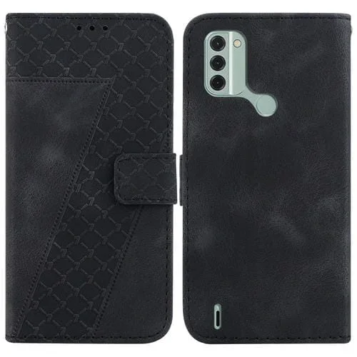 Funda de Cuero para Nokia C31 en Relieve en Forma de 7 (Negro)
