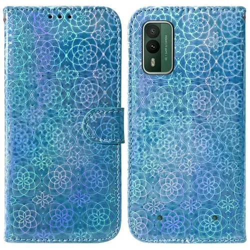 Funda de Cuero para Nokia Xr21 con Hebilla Magnética Colorida (Azul)