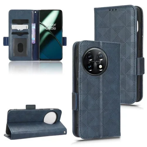 Funda de Cuero para OnePlus 11 5G con Triángulo Simétrico (Azul)