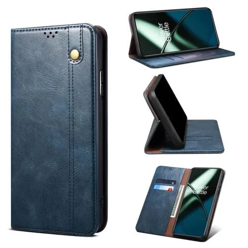 Funda de Cuero para OnePlus 11R Oil Wax Crazy Horse Texture para Teléfono (Azul)