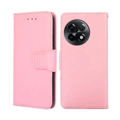 Funda de Cuero para OnePlus Ace 2/11R con Textura de Cristal para Teléfono (Rosa)