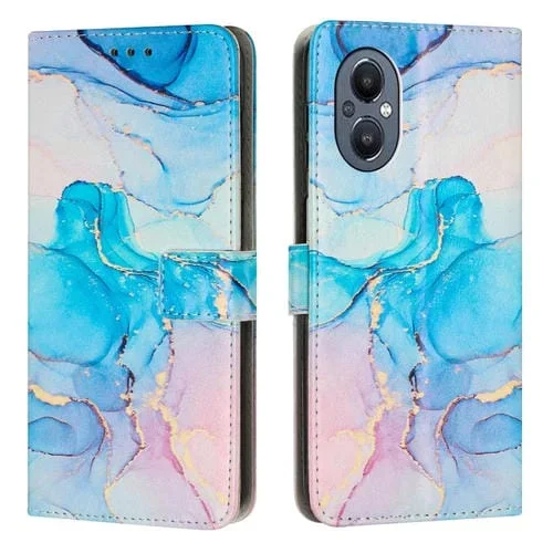 Funda de Cuero para OnePlus Nord N20 5G con Patrón de Mármol Pintado (Rosa Verde)