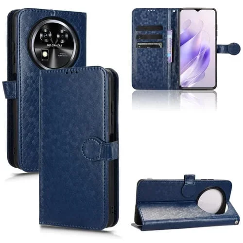 Funda de Cuero para Oukitel C37 con Textura Honeycomb Dot (Azul)