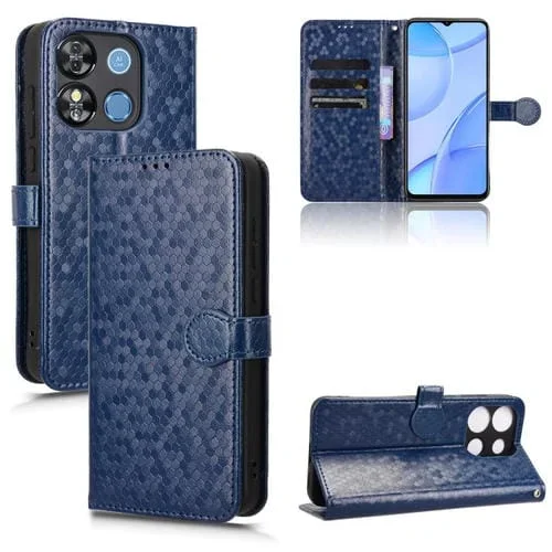 Funda de Cuero para Oukitel C57S con Textura de Puntos en Forma de Panal (Azul)