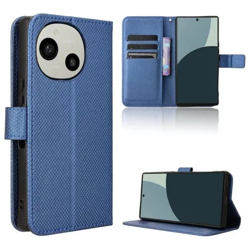 Funda de Cuero para Sharp Aquos R9 con Textura de Diamante (Azul)