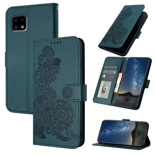 Funda de Cuero para Sharp Aquos Sense4 4G 5G y Sense4 Lite con Tapa En Relieve (Verde Oscuro)