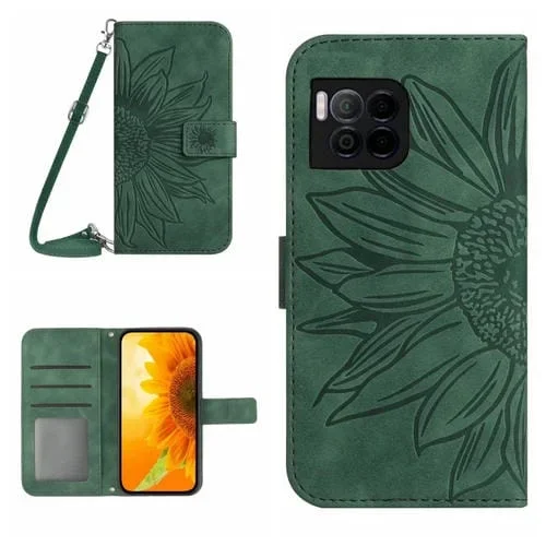 Funda de Cuero para T-Mobile Revvl 7 Pro 5G Skin Feel con Tapa en Relieve y Cordón (Verde)