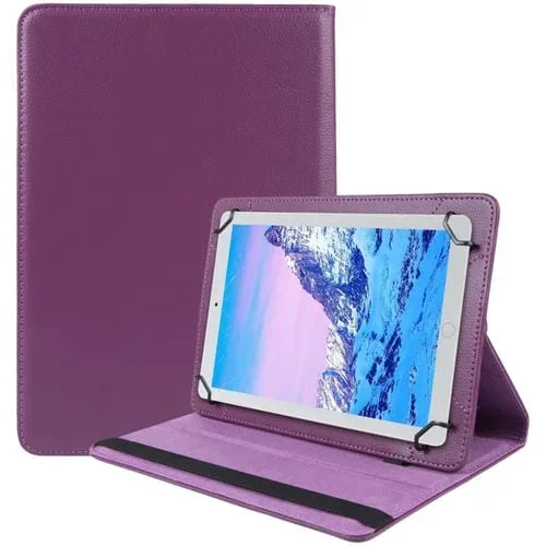 Funda de Cuero para Tablet 8 Pulgadas con Rotación 360° y Textura Litchi (Púrpura)