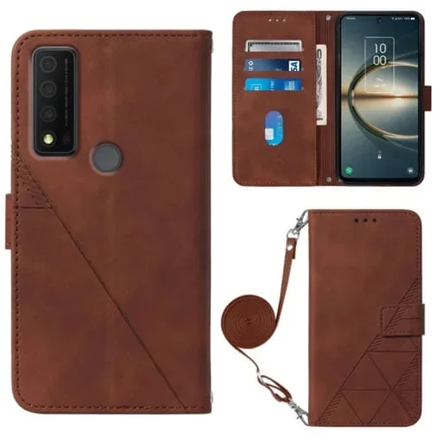 Funda de Cuero para TCL 30 V 5G T781S / 30Xe 5G Crossbody 3D con Tapa En Relieve (Marrón)