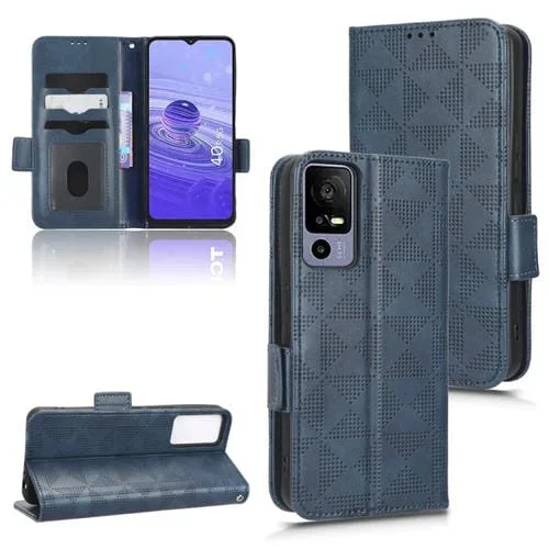 Funda de Cuero para TCL 40 R Symmetrical Triangle (Azul)