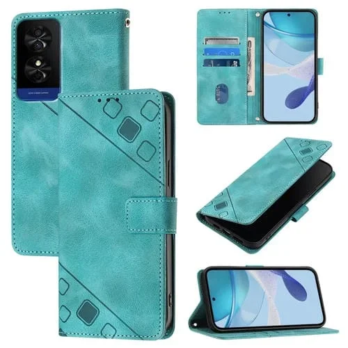 Funda de Cuero para TCL 50 5G Skin Feel en Relieve (Verde)