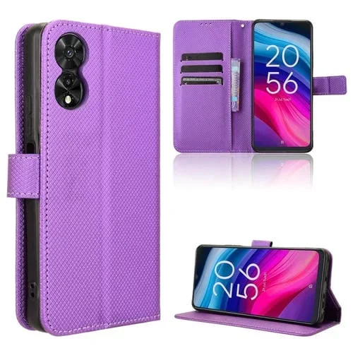 Funda de Cuero para TCL 50 Se 4G con Textura de Diamante (Púrpura)