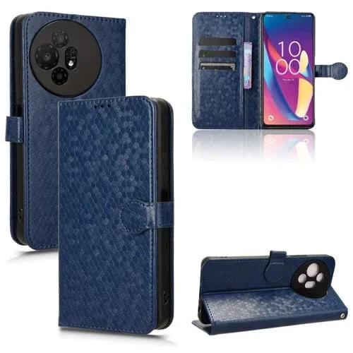 Funda de Cuero para TCL 50 Xl 5G con Textura Punto de Panal (Azul)