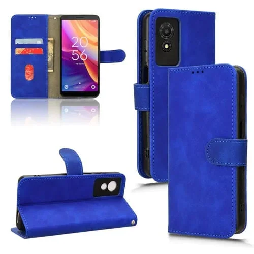 Funda de Cuero para TCL 501 Skin Feel con Tapa Magnética (Azul)
