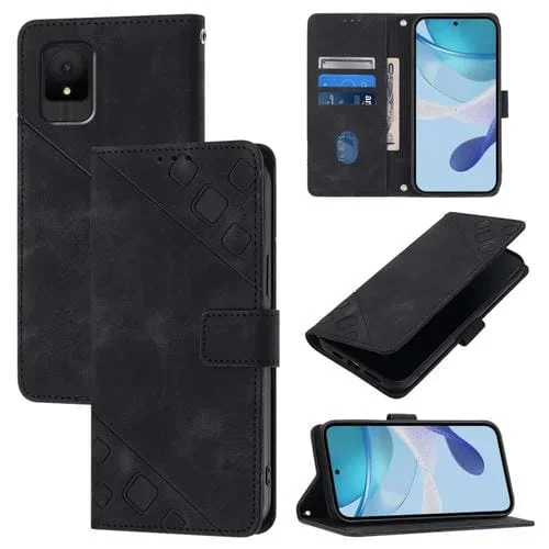 Funda de Cuero para TCL 502 Skin Feel en Relieve (Negro)