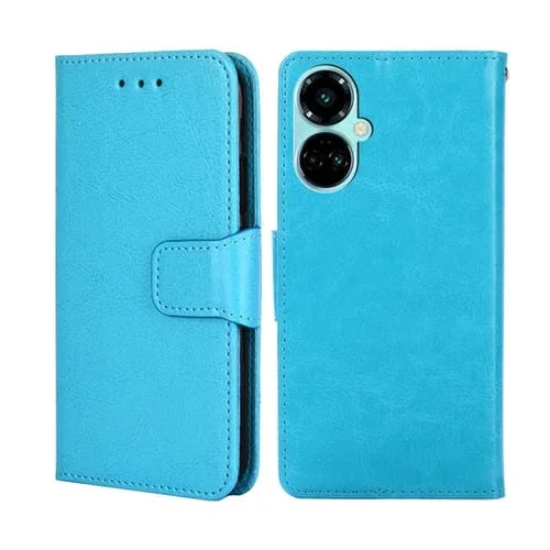 Funda de Cuero para Tecno Camon 19 / 19 Pro con Textura de Cristal (Azul Cielo)