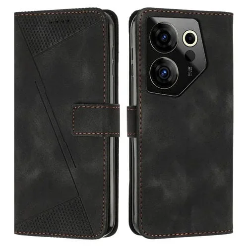 Funda de Cuero para Tecno Camon 20 Premier Dream Triangle con Cordón (Negro)