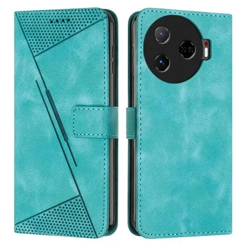 Funda de Cuero para Tecno Camon 30 Pro 5G Dream Triangle con Cordón (Verde)