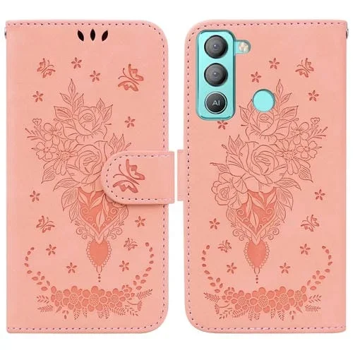Funda de cuero para Tecno Pop 5 Lite Bd4 Butterfly Rose (Rosa)