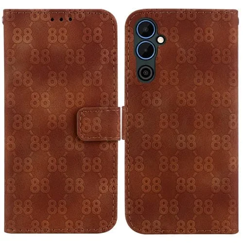 Funda de Cuero para Tecno Pop 6 Go Doble Relieve en Forma de 8 (Marrón)