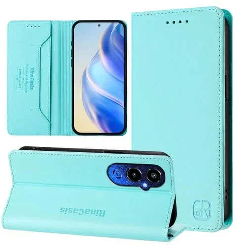 Funda de Cuero para Tecno Pova 4 Pro 4G Rc01 con Doble Pliegue y Succión Magnética Rfid (Verde Menta)