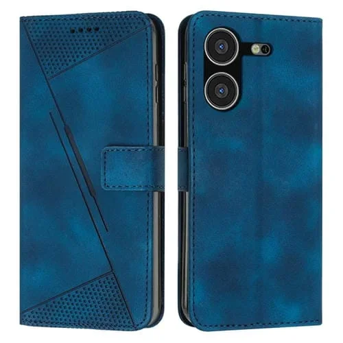 Funda de Cuero para Tecno Pova 5 Dream Triangle con Cordón (Azul)