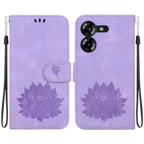 Funda de Cuero para Tecno Pova 5 Lotus en Relieve (Púrpura)